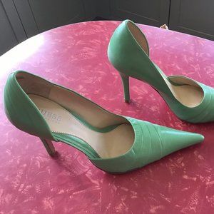 Guess leather "Fierce" spring green stiletto pumps